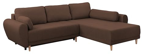 FORNIRO 24 Toronto Ecksofa mit Schlaffunktion und Bettkasten - Sofa mit 3 Sitzen - Universal Schlafcouch L-Form mit Kissen - Modern Couch - 284x90x194 cm - Stoff Premium - Terrakotta
