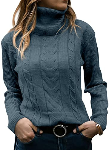 GeGekoko Women's Turtleneck Sweaters Long Sleeve Soft Jumper | Cable Knit, Casual, Solid, Winter Warm Pullover, Slim Fit Tops