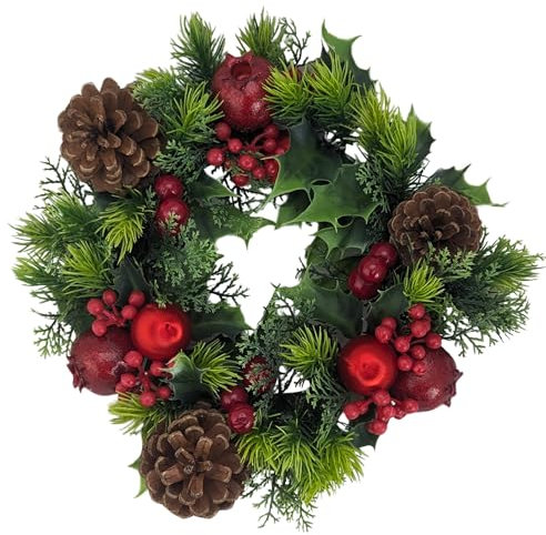 Artificial Christmas Wreath for indoors and outdoors (Natural with Fruits and Berries, 10 (25cm))