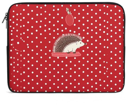 Laptoptasche, 38,1 cm (15 Zoll), Rot mit Punkten, Igel, Laptoptasche, stoßfest, schmale Aktentasche, Handtasche