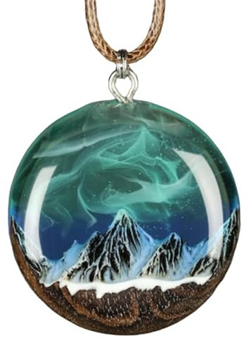 Halskette Borealis, Snow Mountain AuroraResin, Leuchtender Anhänger, AuroraStarry, SkyHalskette, Opal-Anhänger, für Frauen, Geschenk für Astronomie-Enthusiasten, Se référer au descriptif, Siehe