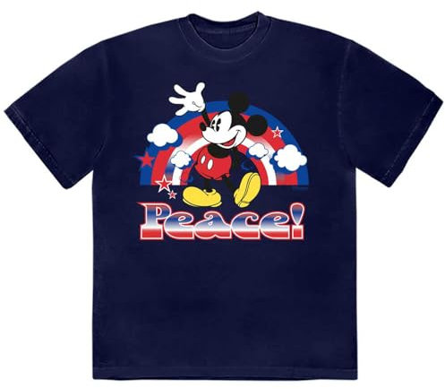 Rock Off officially licensed products Mickey Mouse Peace Rainbow Logo T Shirt S