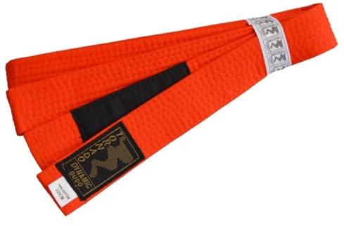 TEKKA BUDO Kinder BJJ Gürtel Brazilian Jiu Jitsu Orange Farbgürtel mit schwarzem Balken 240 cm