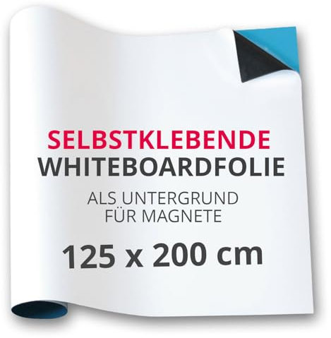Magstick Ferrofolie Whiteboard-Folie selbstklebend I 125 x 200 cm I flexibel beschreibbar abwischbar I Haftgrund für Magnete I mag193