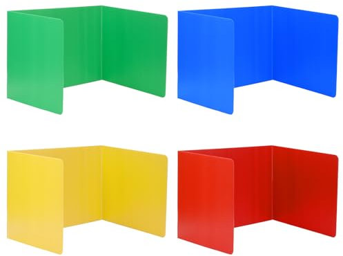 Bunte Schreibtisch-Trennwände für Schülerprüfungen und einfachen Schutz der Privatsphäre, Klassenzimmer, Schule, Kunststoff, Studium, Carrel Trennwand (4 Farben), 4 Stück