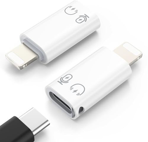 MoKo USB C Buchse auf Lightning Stecker Adapter, Lightning auf USB C Adapter für iPhone 14/13/12/11 Pro Max/iPad/iPod/AirPods, Unterstützung von Datenübertragung, Aufladen, Kopfhörer,OTG Funktion,Weiß