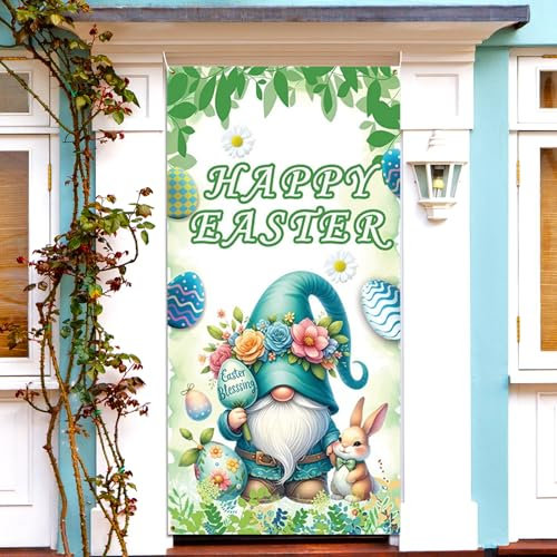 dellyy Ostern Türabdeckung, Osterbanner Dekorationen, Türrahmen Deko Ostern, Easter Hinterground, Easter Porch Banner, Ostern Deko Fenster, Osterschmuck, 185 x 90 cm Tür Banner (Farbe-B)