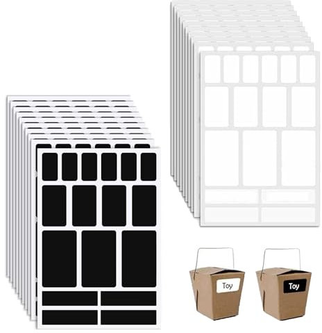 225 Stück Etiketten Selbstklebend, Universal Aufkleber zum Beschriften, Haushaltsetiketten Etiketten zum Beschriften, Tiefkühletiketten für Büro Küche und Marmelade (Schwarz und Weiß)