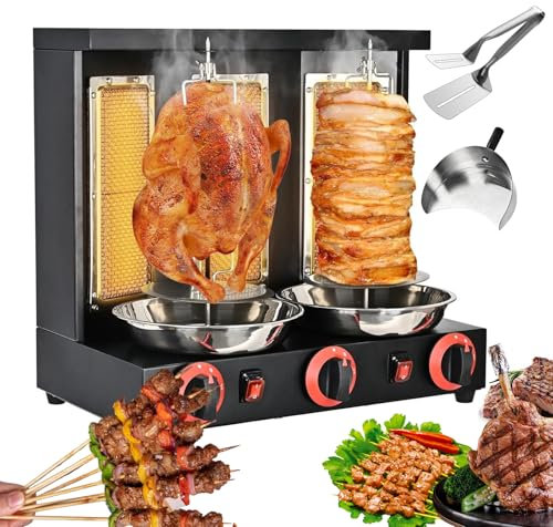LYFDPN Shawarma Gyro BBQ Fleischmaschine, kommerzielle vertikale Kebab-Döner-Fleisch-Infrarot-Grill-Edelstahl-Rotisserie-Broiler-Kochen
