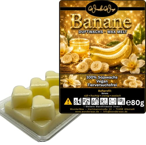 WonderWax® Duftriegel 6 x Duftwachs Herzen Weiß Banane | Farbe: Weiß | Raumduft für Duftlampen, Wax Melt, Sojawachs, Indoor Duftöl Wachs schmelzen für Aromalampe