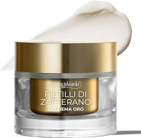 Bottega Verde - Crema Viso Antirughe Zafferano - Crema Idratante Viso Nutriente Antietà globale 10 azioni - Azione Levigante - Crema Antirughe Donna per tutti i tipi di pelle - 50 ml