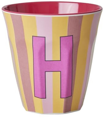 ReWu Rice Melmain Becher Medium Jungen - Buchstabe H - Kinderbecher Campingbecher Campnggeschirr Trinkbecher Melamingeschirr Bruchsicher BPA-Frei 250ml