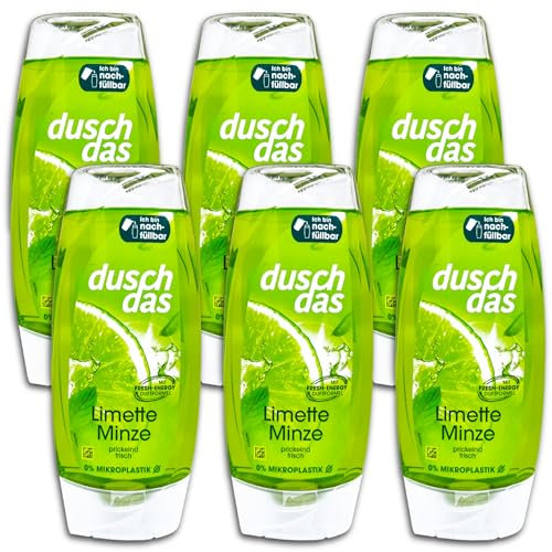 Duschdas - Gel de ducha (6 unidades, 6 unidades, 225 ml), color lima y menta