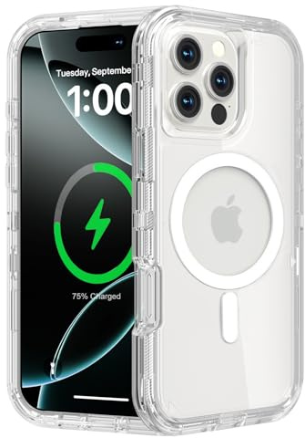 XYWCAI Hülle für iPhone 16 Pro Max, 360 Grad Full Body 3-lagiger Schutzhülle [Militärstandard] Stoßfest Kratzfest Case Silikon Transparente Handyhülle für iPhone 16 Pro Max Clear