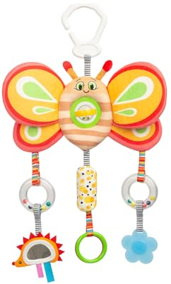 Sensillo - Kinderwagen Spielzeug Babys, Kinderwagenkette, Spielbogen Anhänger - Plüschtier Kinderbett, Babyschale, Spielzeug für Babys & Kleinkinder ab Geburt - Schmetterling