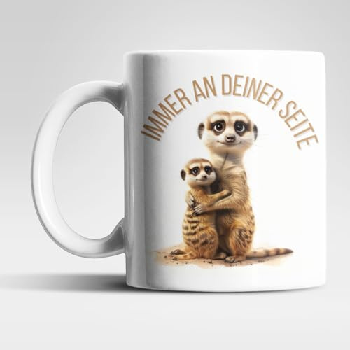 Erdmännchen Immer an deiner Seite Kaffeetasse Teetasse Tasse Geschenkidee 325 ml