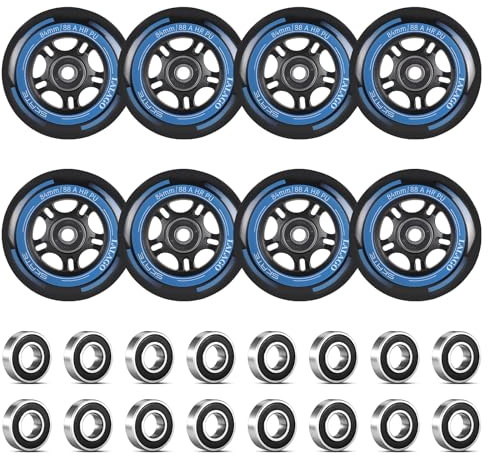 LALAGO 8 stycken 84 mm linjeskridskor, 88A SHR PU, med ABEC9 lager, inomhus/utomhus skridskjul för K2 Hudora Gonex Apollo Inline Patin