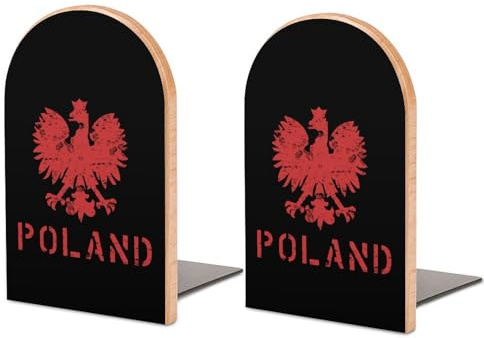 Polish Flag E-agles Bookends Heavy Duty for Shelves Book Stopper for Home Office CDs Office Magazine