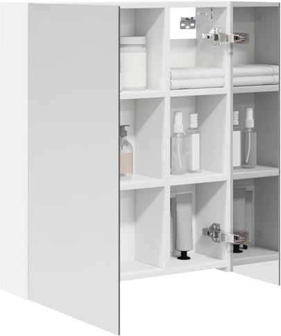 vidaXL Badezimmerspiegelschrank Weiß 60 x 14,5 x 70 cm Holzwerkstoff | Kompakt und wandmontiert, Spiegel und Stauraum, Eleganter und funktionaler Stil