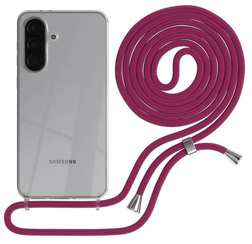 EAZY CASE Handykette kompatibel mit Galaxy A37 Handyhülle mit Umhängeband, Handykordel mit Schutzhülle, Silikonhülle, Hülle mit Band, Stylische Kette für Smartphones, Pink