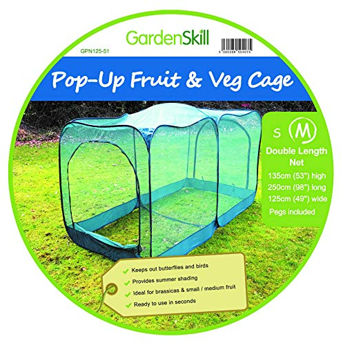 GardenSkill Serre à Mailles Fines 250x135cm | Tunnel de Jardin Pop Up pour Plantes, Cultures, Fleurs | Housse de Protection pour Jardinière, Potager | Protège des Insectes, Pluie | 2 Portes Zippées