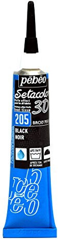 PEBEO Setacolor - Pintura para tela con efecto perlado 3D (20 ml), color negro