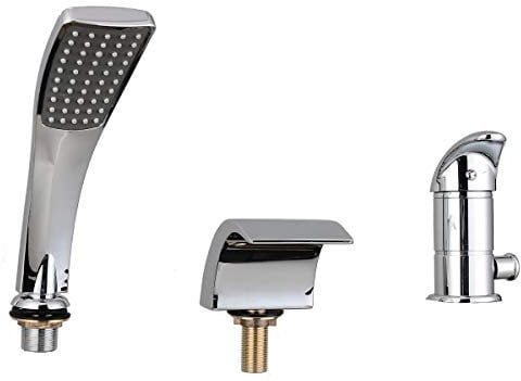 ZXC 7004 Badewannen Armatur - Wasserfall - Handbrause Set - Wannenrand - Duschkopf