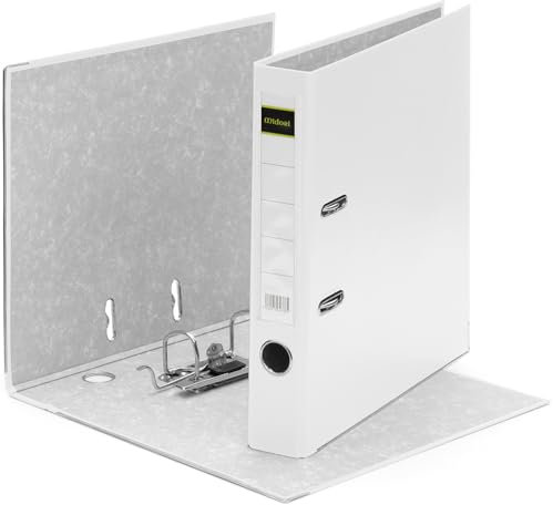 MIDORI Ordner PP-Color aus Kunststoff | 50er Pack Aktenordner 5 cm breit im DIN A4 Format in Weiß | Schmaler Briefordner Ringordner mit austauschbarem Rückenschild