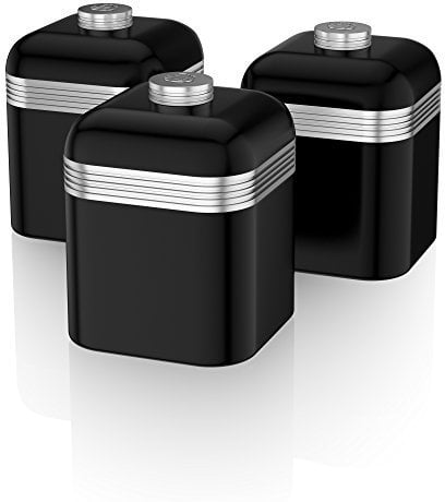 Swan Products Retro Canisters, Set of 3, Black by Swan Products
