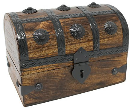 Nautical Cove Schatztruhe, Andenken und Schmuckschatulle, Holz, mittelgroß, 16,5 x 11,4 x 11,4 cm