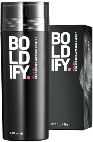 BOLDIFY - Fibras capilares, ocultan completamente la pérdida del cabello, 100% fibras de algodón no detectables, bote gigante de 28 g, engrosamiento instantáneo del cabello (Gris)