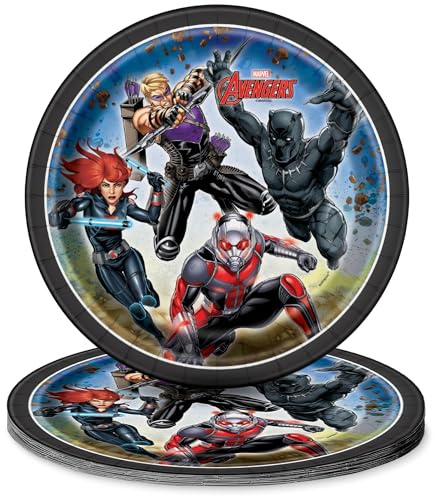 Lot de 8 assiettes à dessert rondes en carton Avengers - 17,8 cm