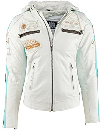 Urban Leather Veste pour Femme, Blanc, Taille 40/L