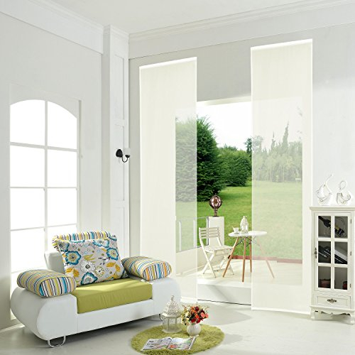 855892- Creme 2er-Pack Schiebepanel, Schiebegardine, Flächenvorhang Uni mit Klettband incl. Paneelwagen HxB 245x60 cm