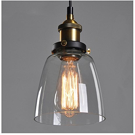 Glass Lampshade Ceiling - American Country Style Industrial Bowl Glass Lamp Shades Bronze Metal Ceiling Pendant Hanging Light Shade Chandelier for Home Office Bedroom Coffee Shop (Clear)