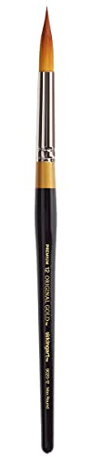 KINGART Premium Original Gold 9020-12 ULTRA ROUND Series Artist Brush, Golden Taklon Synthetic Hair, Short Handle, for Acrylic, Watercolor, Oil and Gouache Painting, Size 12
