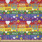 ABAKUHAUS Hippie Stoff als Meterware, Herz-Frieden, Microfaser Multi Zweck Dekostoff für Kunsthandwerke, 3M (230x300cm), Lila Grün Rot