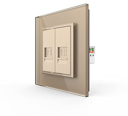 LIVOLO Telefon- und Computerdose mit Glasblende VL-C7-1TC-13 + VL-C7-SR-13 Gold