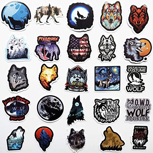 50 Stück grauer Wolf Aufkleber einsamer Wolf Aufkleber Hunde Aufkleber Wildtiere Motorrad Helme Aufkleber für harte Hüte MTB Schock