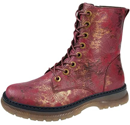Cipriata Annetta Tall Womens Lace Up Zip 8 Eye Ankle Boots (Burgundy/Bronze, Numeric_8)