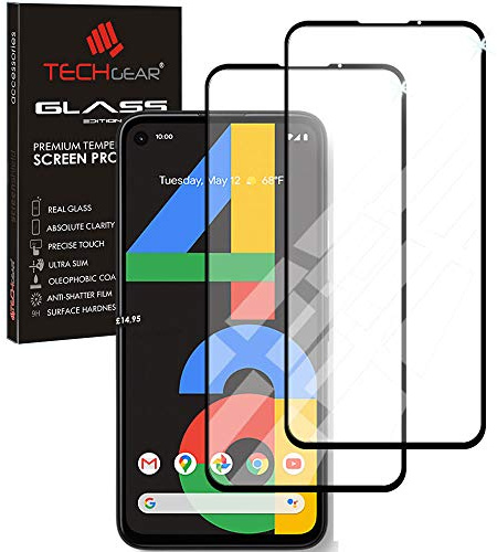 TECHGEAR [2 Stück] Schutzfolie Schutzfolie kompatibel mit Google Pixel 4a - Displayschutzfolie aus gehärtetem Glas (2.5D Runde Kante) [Crystal Clarity] [Kratzfest] [No-Bubbles]