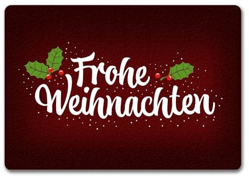 trendaffe Frohe Weihnachten Fußmatte ohne Rand mit Blätter und Beeren Motiv