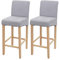 Mendler 2er-Set Barhocker HWC-C33, Barstuhl Tresenhocker, Holz - hellgrau, helle Beine, Stoff/Textil