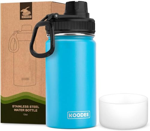 koodee 350ML Edelstahl Trinkflasche, Isolierflasche Wasserflasche BPA Frei Thermoflasche, Auslaufsicher Vakuumisolierter Sportwasserflasche für Schule, Sport, Fitness & Outdoor