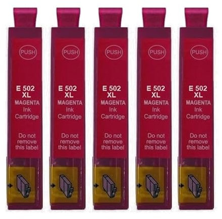 5 Druckerpatronen E 502 XL Magenta kompatibel mit Epson Expression Home XP-5100, 5105, 5150, 5155, Workforce WF-2800, 2860, 2865, 2880