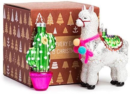 Every Day is Christmas Glas geblasene Ornamente niedliche handgefertigte Figuren Baumschmuck Alpaka