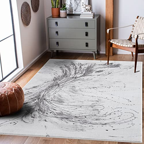payé Teppich Wohnzimmer - 140x200cm - Grau - Flachflor - Ethno Look - Vintage Modern Design - Kurzflor Schlafzimmer Dekoration Wohnteppich