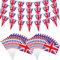 Union Jack-Flaggen-Set, 20 Stück, britische Handflaggen, 18 m, 40 Stück, dreieckig, britische Wimpelkette, rot, weiß, blau, Union Jack, Partyzubehör für Outdoor-Fußballspiele, Jubiläum-Dekoration
