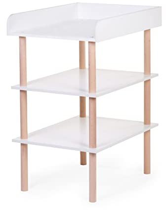 CHILDHOME, Table À Langer Bébé, Robuste, Sécurité Optimale, Design, Tablettes Pour Rangement, 73 X 55 X 100 cm, Bois Naturel De Hêtre