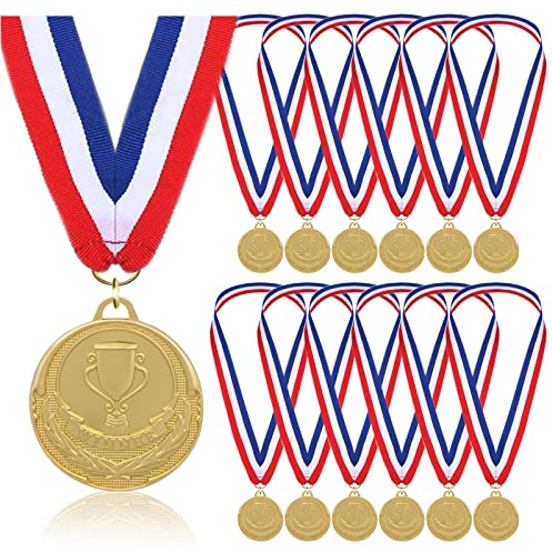 STHGDONA 12 Pièces Médailles Métal, Médailles pour Enfants, Médaille Olympique, Médaille du Gagnant Prix d'or pour Le Sport, pour Trophée, Jouets, Sports, Fête, Anniversaire